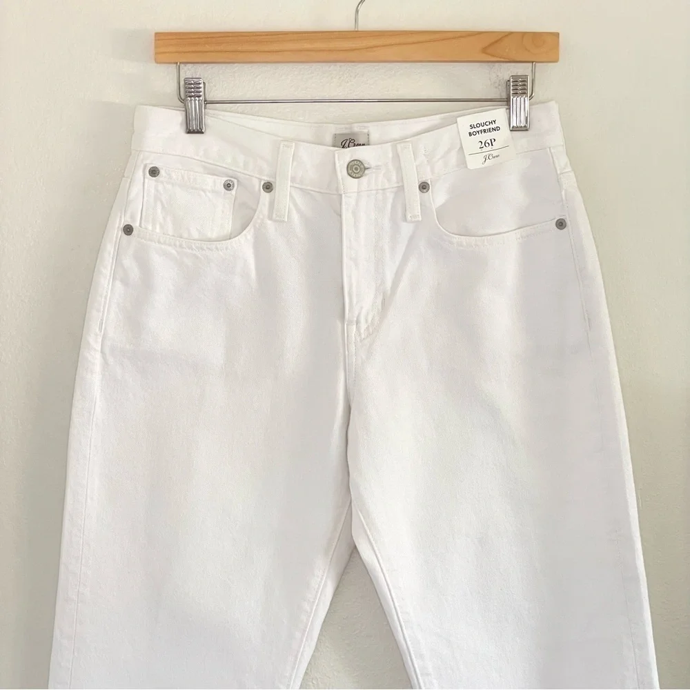 NWT J. Crew Slouchy Boyfriend Jean White 26 Petite